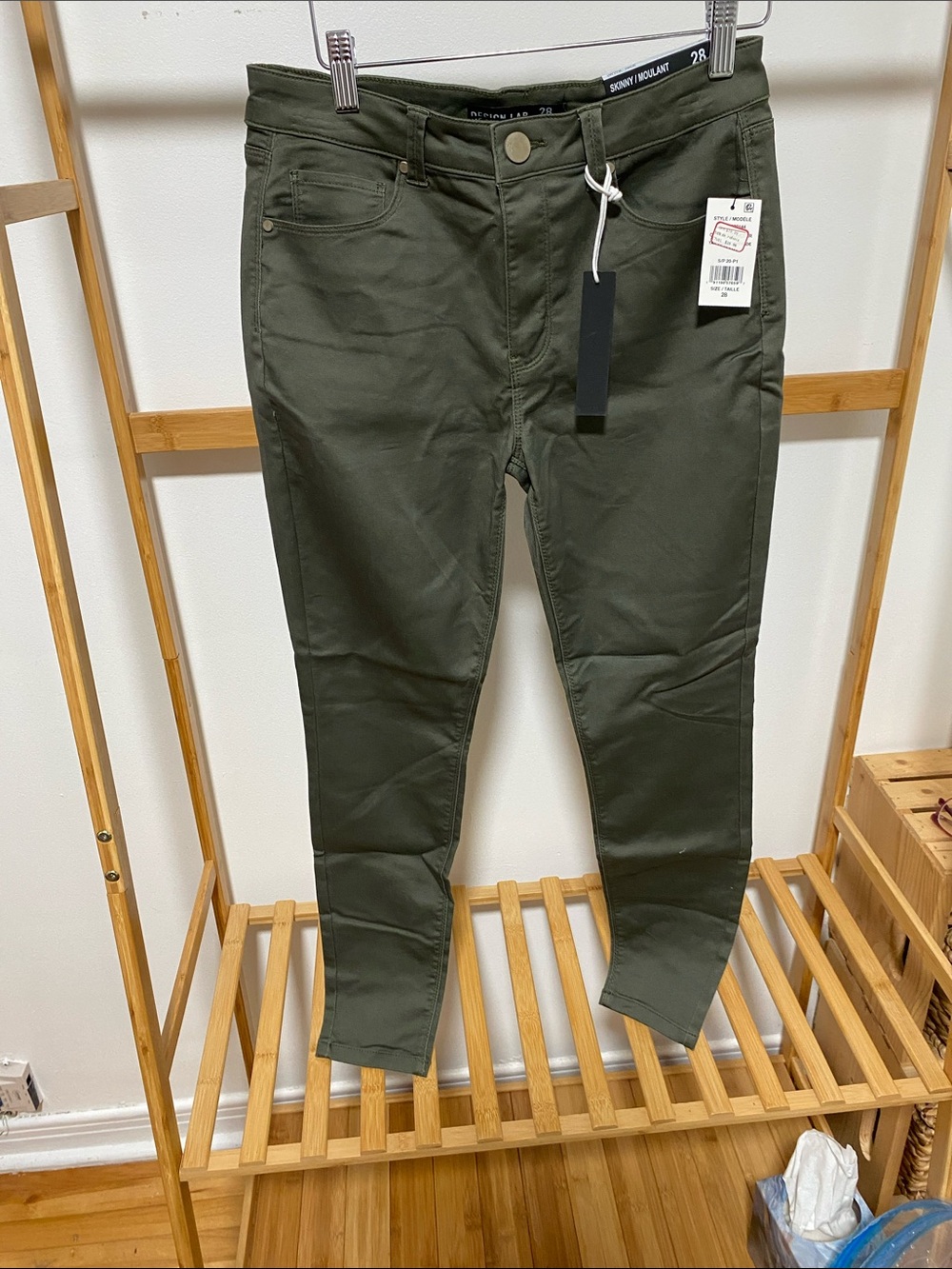 Design Lab Lord & Taylor Women's Olive Green Chino Skinny Pants